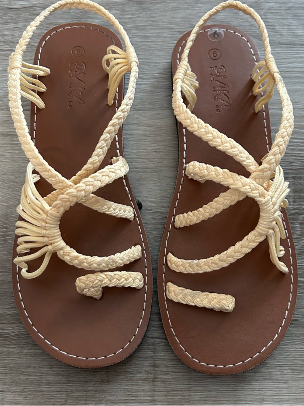 Braided Strap Sandals for Women in Cream — Unbranded